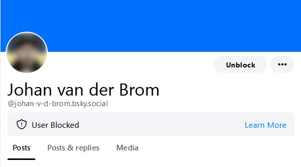 Fake Account zum blocken:
@johan-v-d-brom.bsky.social