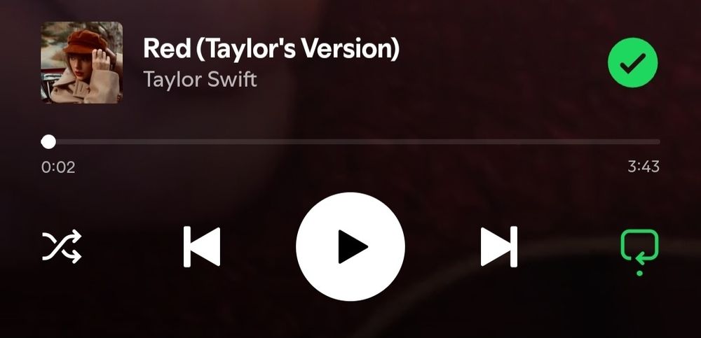 Screenshot of Red (Taylor's Version) on spotify