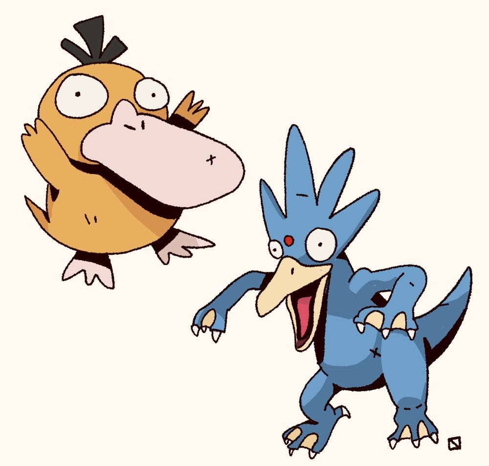 Sketchy illustrations of pysduck & golduck 
