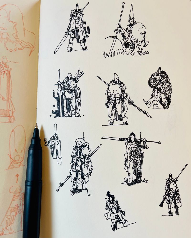 Ink sketches of character thumbnails