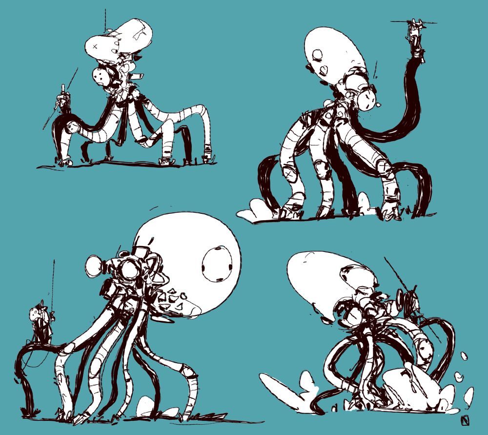 Mech octopus and their riders