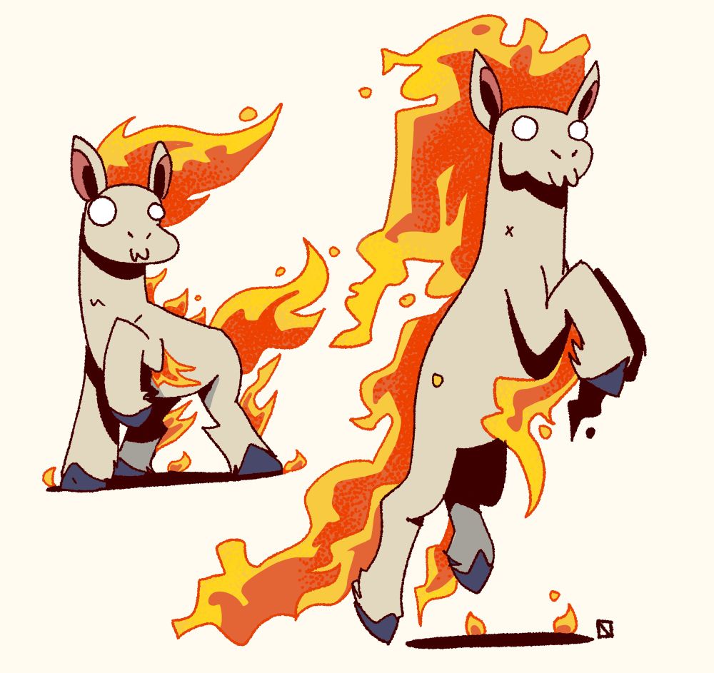 Illustrative sketches of ponyta & rapidash.