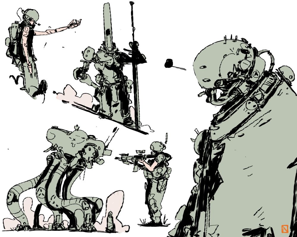 Some loose sketchings of sci-fi nubbins & doodads.