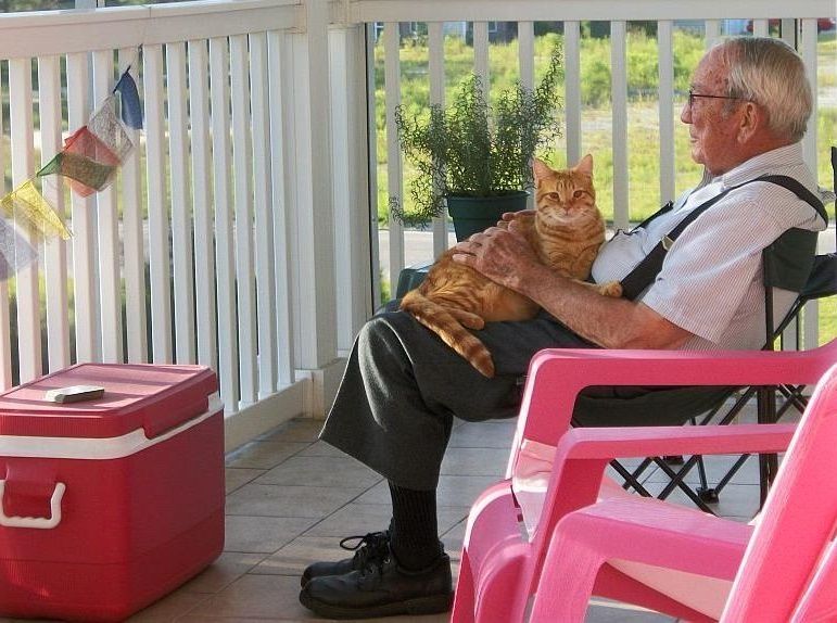 My Dad with my sweet Murray on my porch in South Carolina (2012)