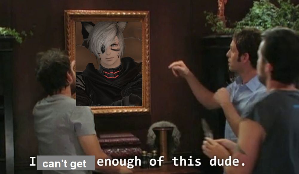 an edit of the "I've had enough of this dude" screenshot from It's Always Sunny which says "I can't get enough of this dude" and has a picture of, yet again, my stupid little catboy :) 