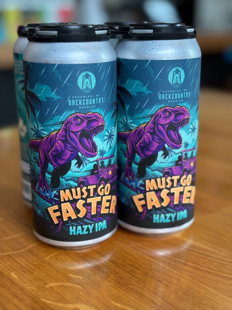 4 pack of "Must Go Faster" Hazy IPAs.