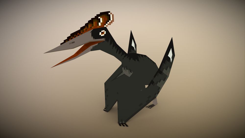 A low poly pixel art style 3D model of an Eoazhdarcho