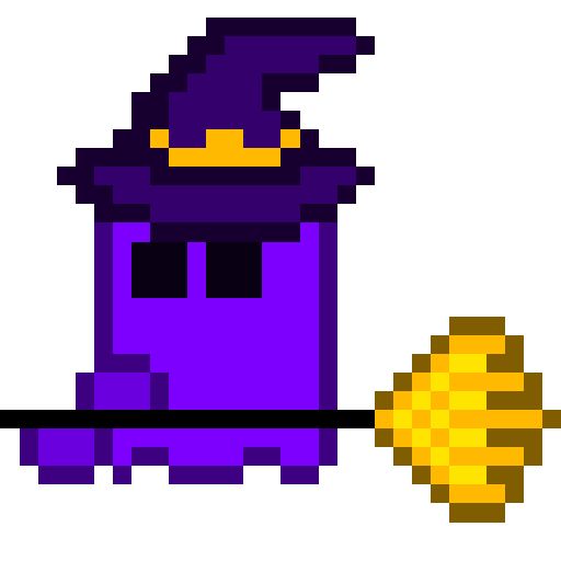 DREAMER with a witch hat, she is riding a broom