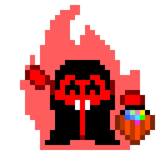 NIGHTMARE dressed as Dracula with a candy bowl in his hand.

He is happy