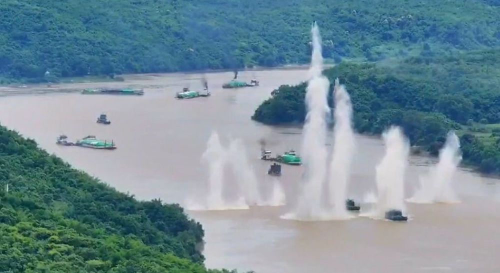 The People's Defence Force claimed that it attacked the Myanmar Navy fleet as it traveled along the Irrawaddy River in Mandalay Region on July 20. (Credit: PDF) 