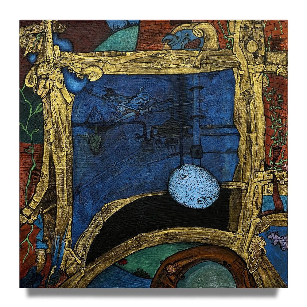 The Basted Studge of Lord Cramby, 2024
India ink, acrylic, gesso, coffee, on canvas
20 x 20 inches
(Final in a series of six)