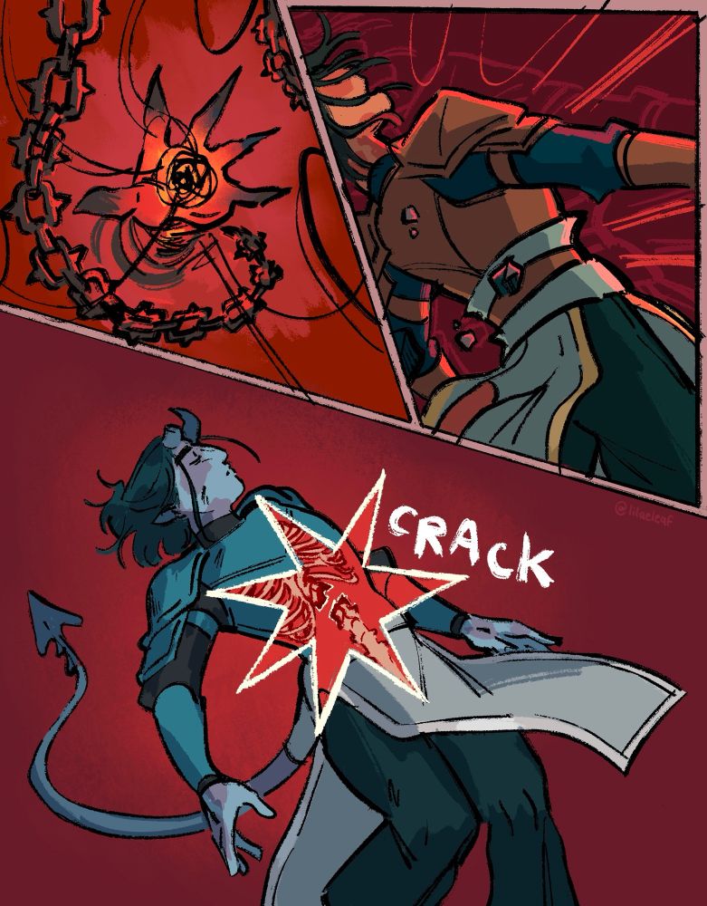 CW: death and broken bones

Towards the end of the battle, Saana, already at zero health, gets hit with an attack that fully kills her. The wave of magic throws her hard onto the ground and snaps her spine.
