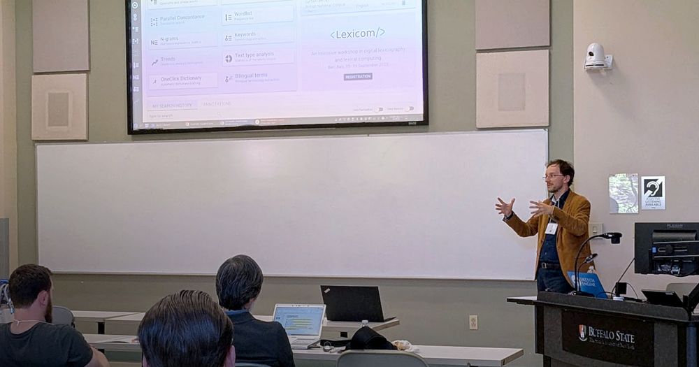 Miloš Jakubíček, the CEO of Lexical Computing, presenting Sketch Engine at the Dictionary Society of North America, DSNA25
