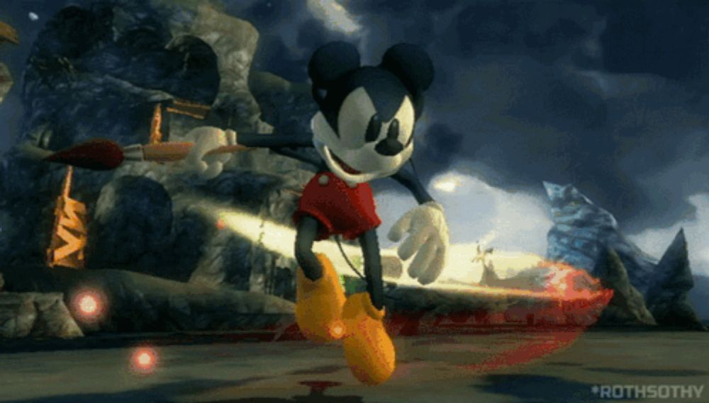 a cartoon of mickey mouse is shown with rothsothy written on the bottom