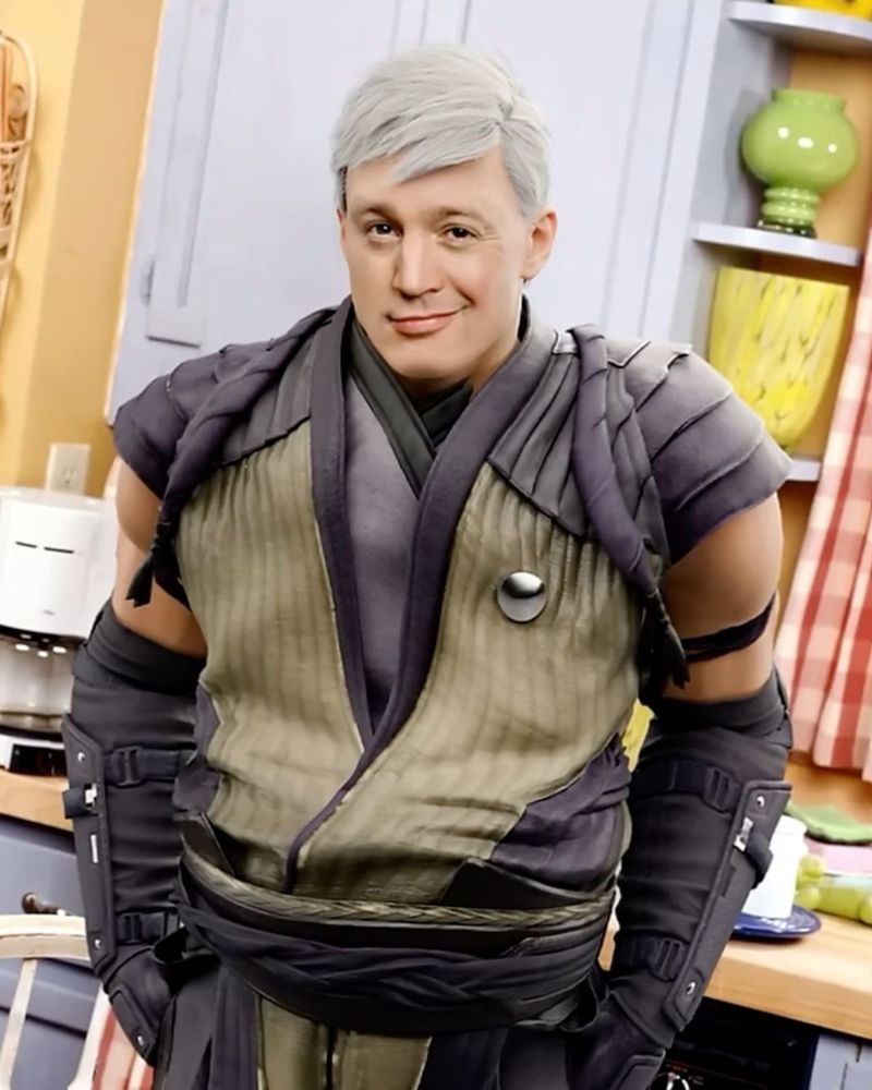 that one guy from adults dressed as smoke from MK1 smirking with his hands in his pockets