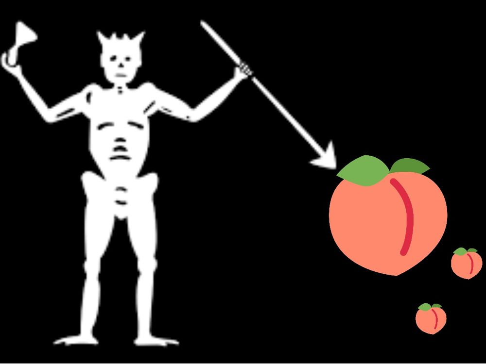 Blackbeard flag but the hearts are replaced with peaches 
