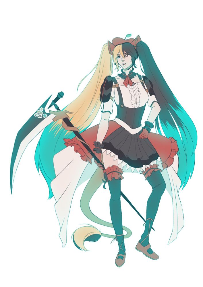 A crossover design between s!Lumi and Hatsune Miku in a simple stand pose
