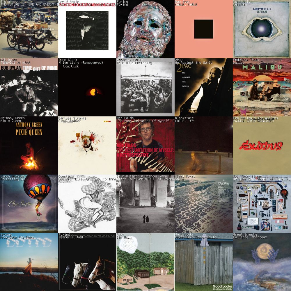 a 5x5 grid of my top albums from the past week. mostly I listened to The Armed.