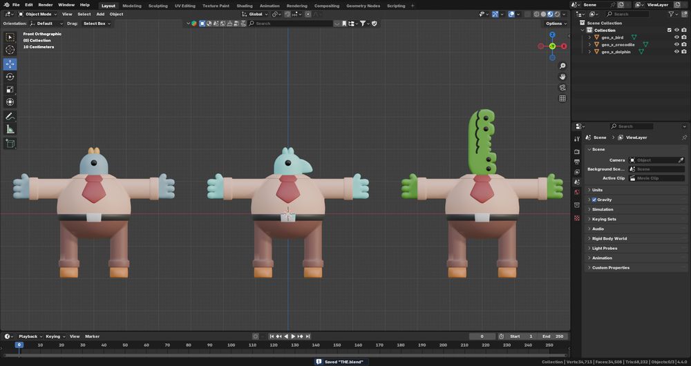 Modelos 3D de los personajes protagónicos de los cómics "THE", de Manuel Álvarez.