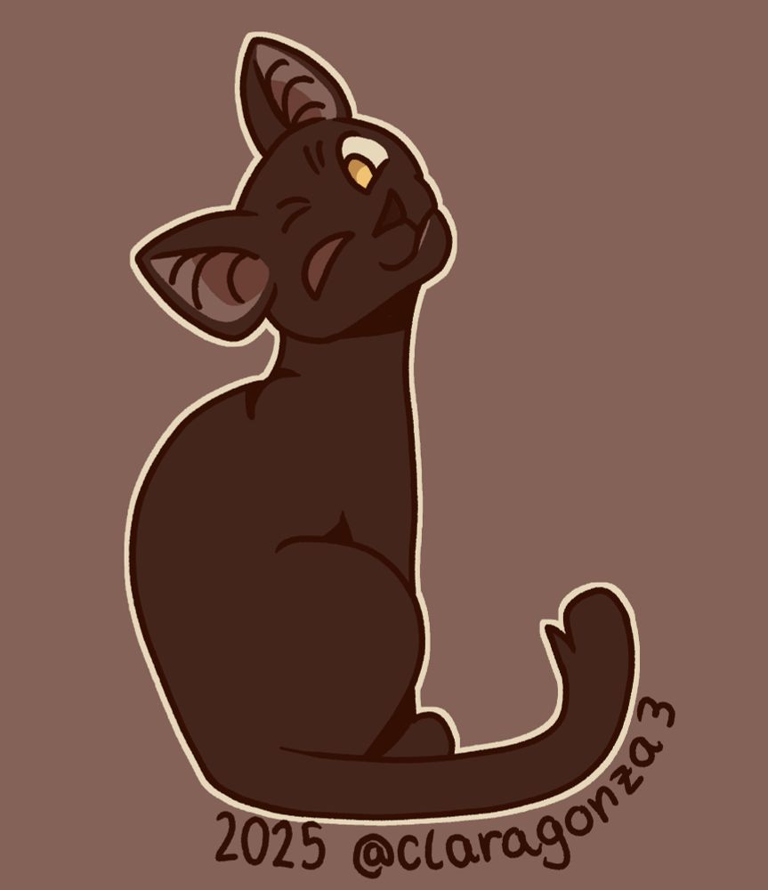 A simple chibi drawing of a black kitten winking at you happily :)