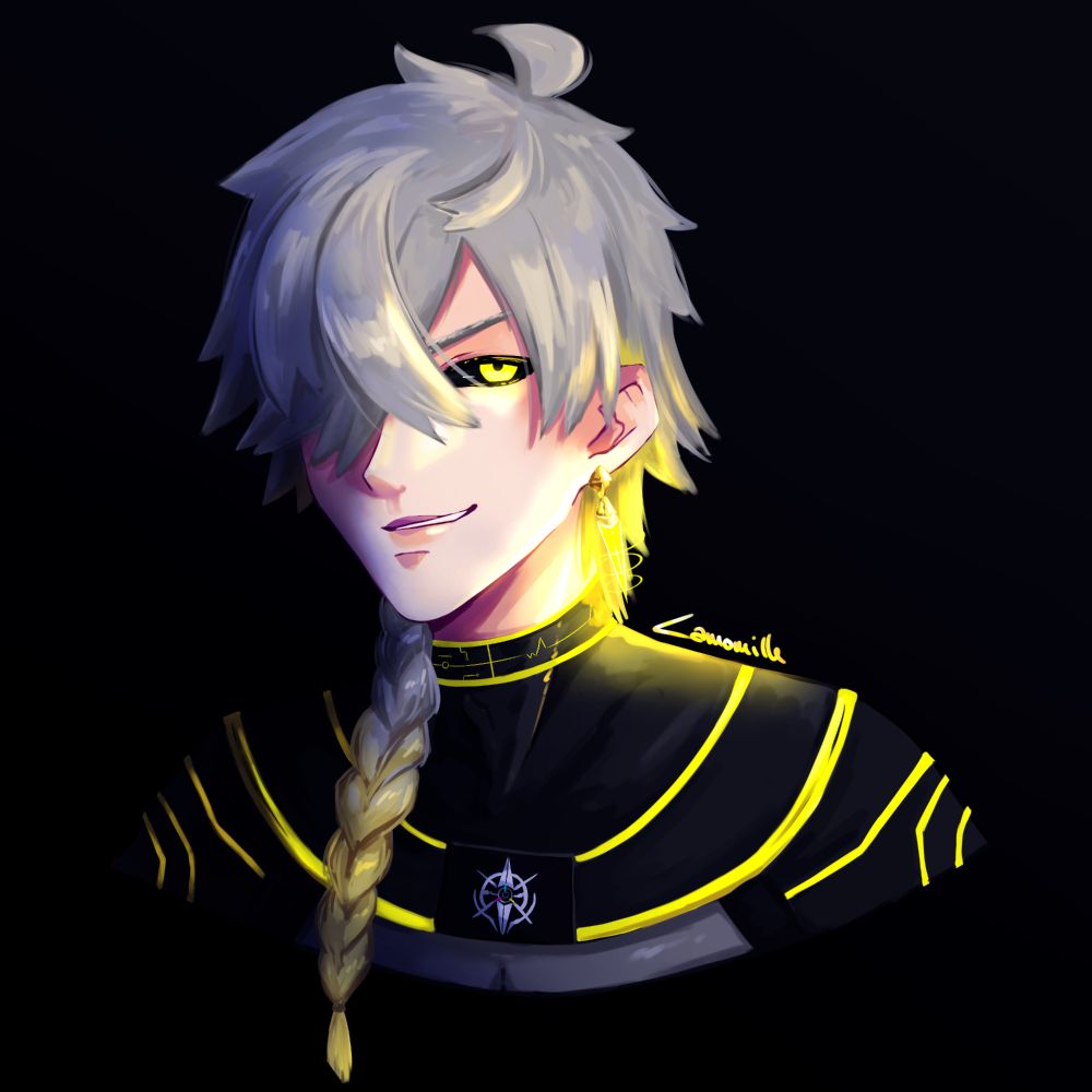 Headshot drawing of Cación, an oc of Kaignis made for the Artfight event !