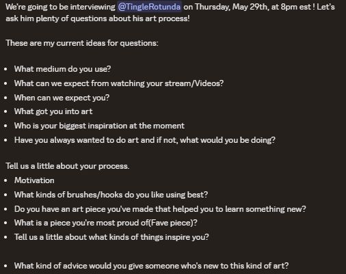A list of interview questions