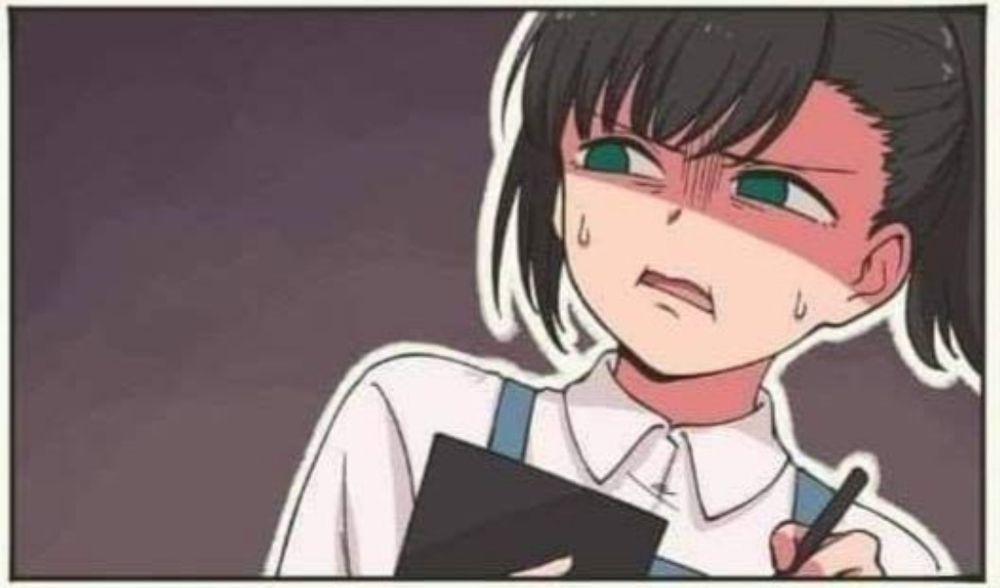 Anime girl recoiling in disgust 