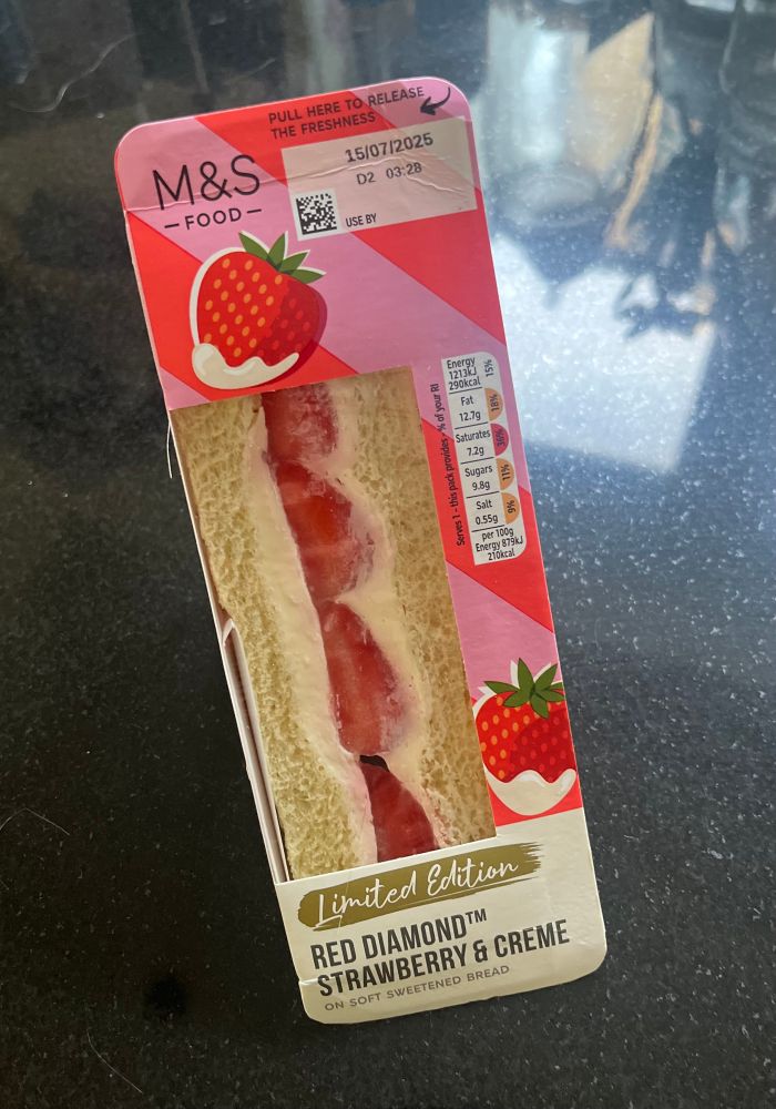 Marks and Spencer strawberry and crème sandwich