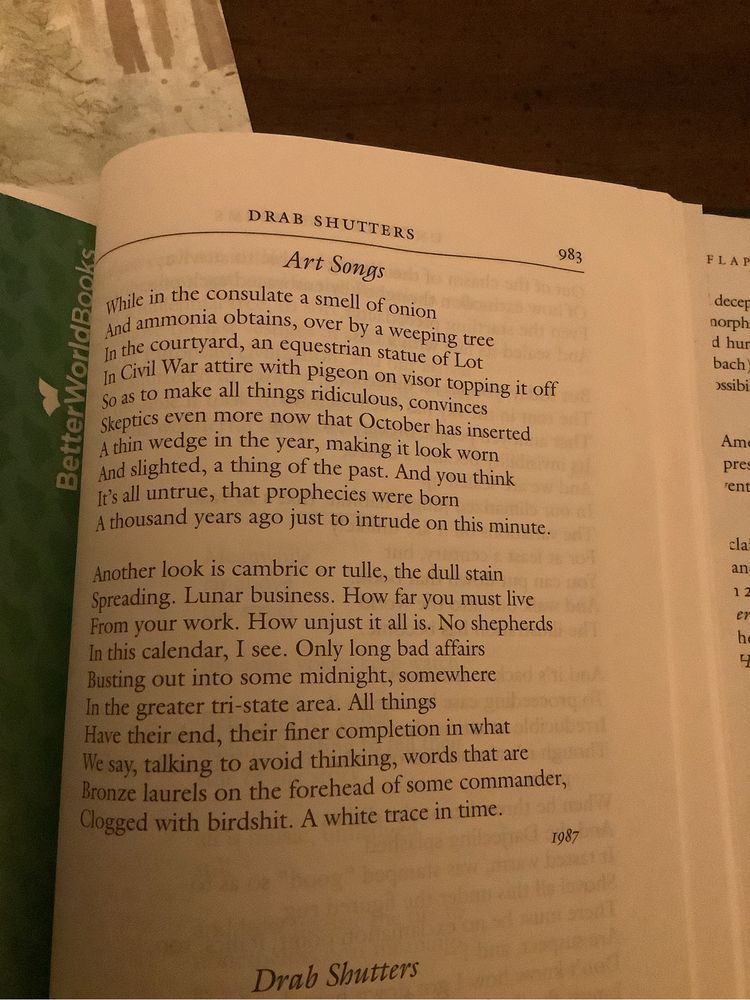 A poem by John Ashbery, Art Songs