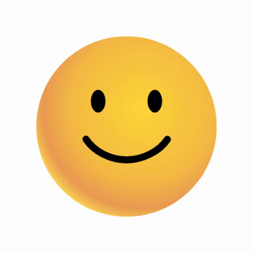 a yellow smiley face with black eyes and a black smile