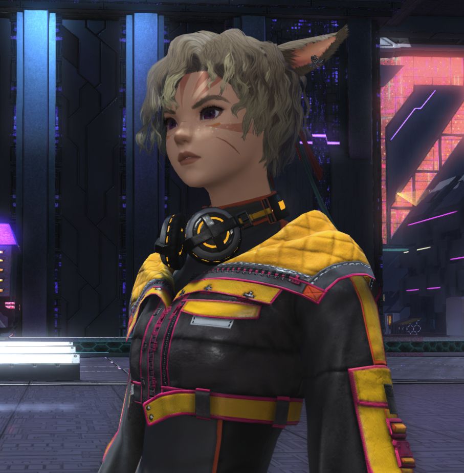 The same catgirl with slightly longer wavy hair