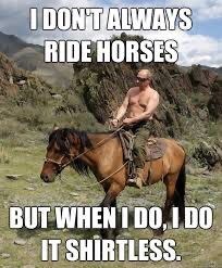 Meme of a shirtless Putin on horseback 
