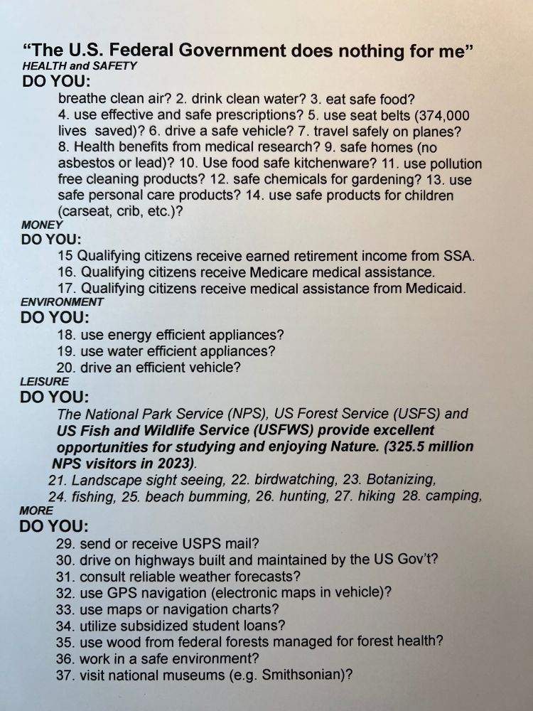Some of the IMPORTANT services provided by the Feds



