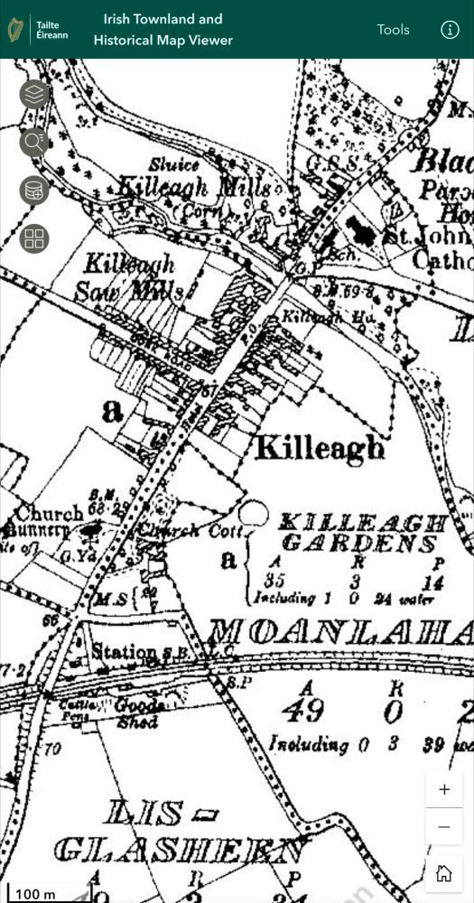 Nineteenth century map of Killeagh Gardens, Co Cork.