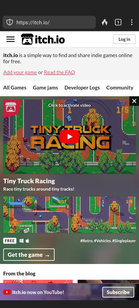 Itch.io current home page