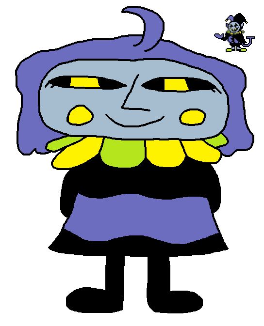 My character Monoko, recolored to use the color palette of "Jevil" from DELTARUNE.