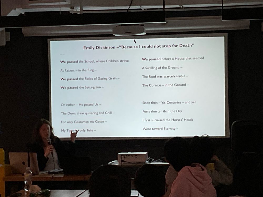 Text of Emily Dickinson’s “Because I could not stop for Death” with “we paused” repetitions in bold