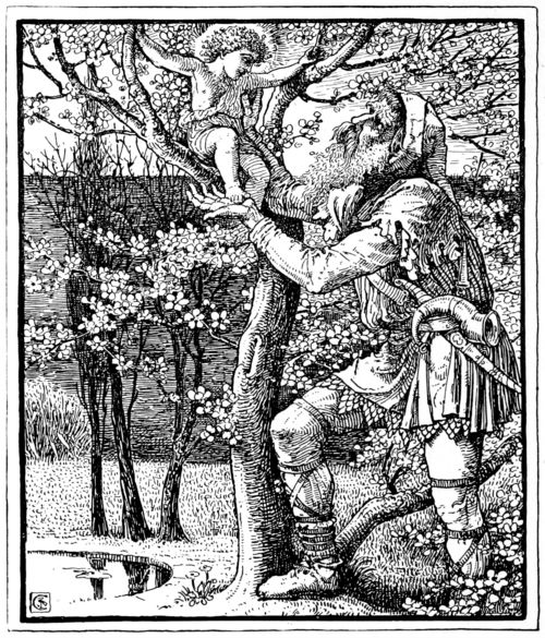 The engraving of the same picture, with the same figures seen more clearly. The giant's hand supports the foot of the little trusting child. 