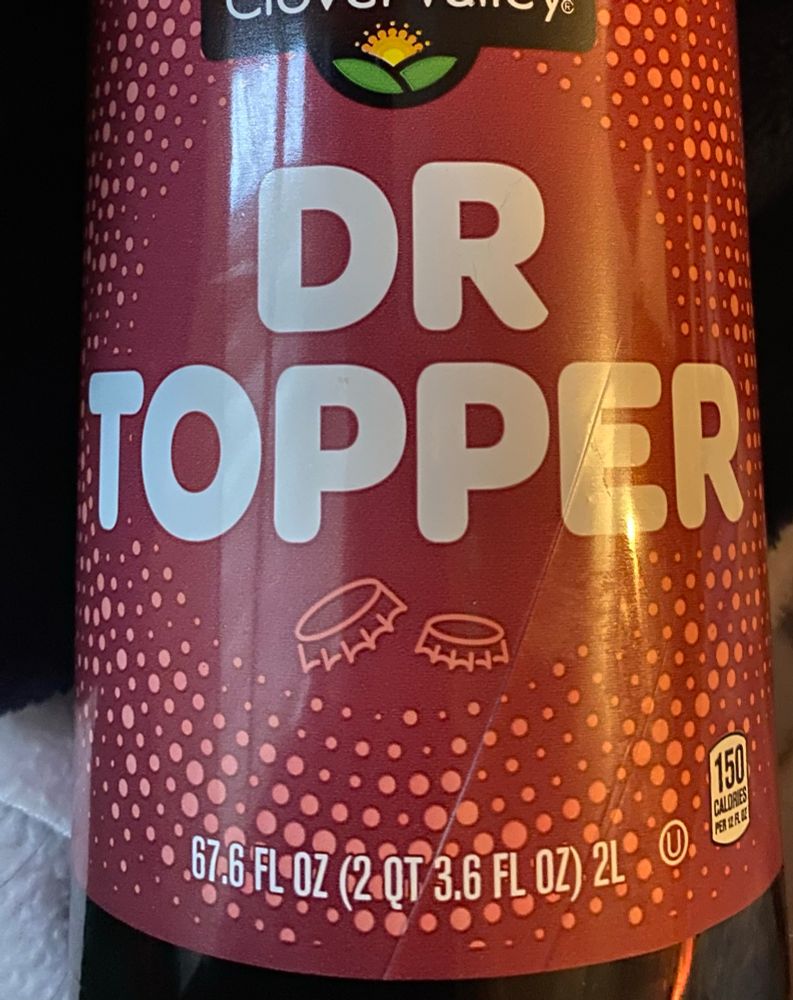 image is of a 2 liter of off-brand soda called 
Dr. Topper