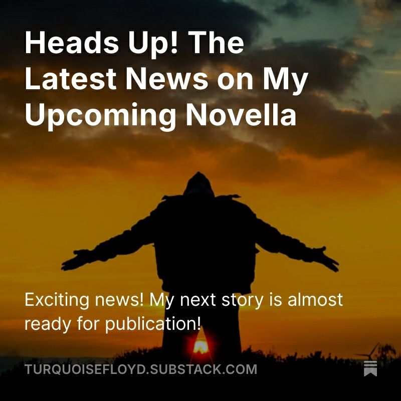 Silhouette of a man with head thrown back, arms outstretched against an orange sunset.