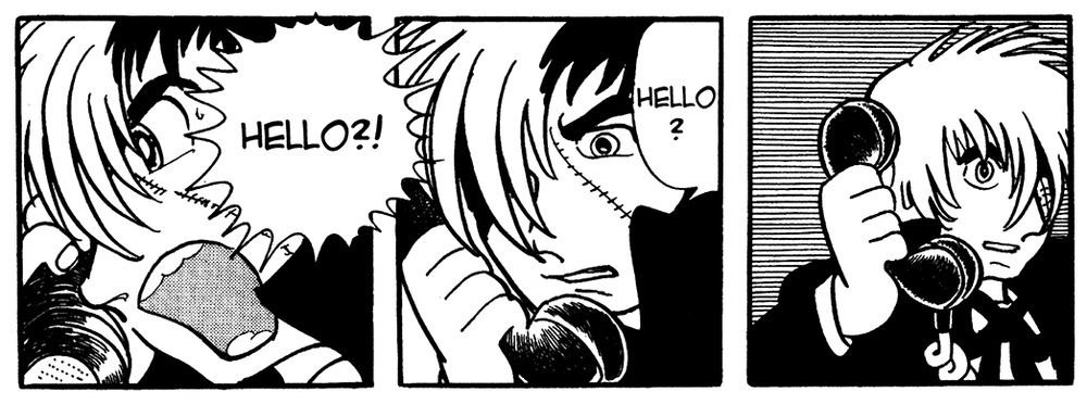 Black Jack answers the phone. At first he appears a bit shocked, but quickly grows annoyed. "Hello? Hello?!"