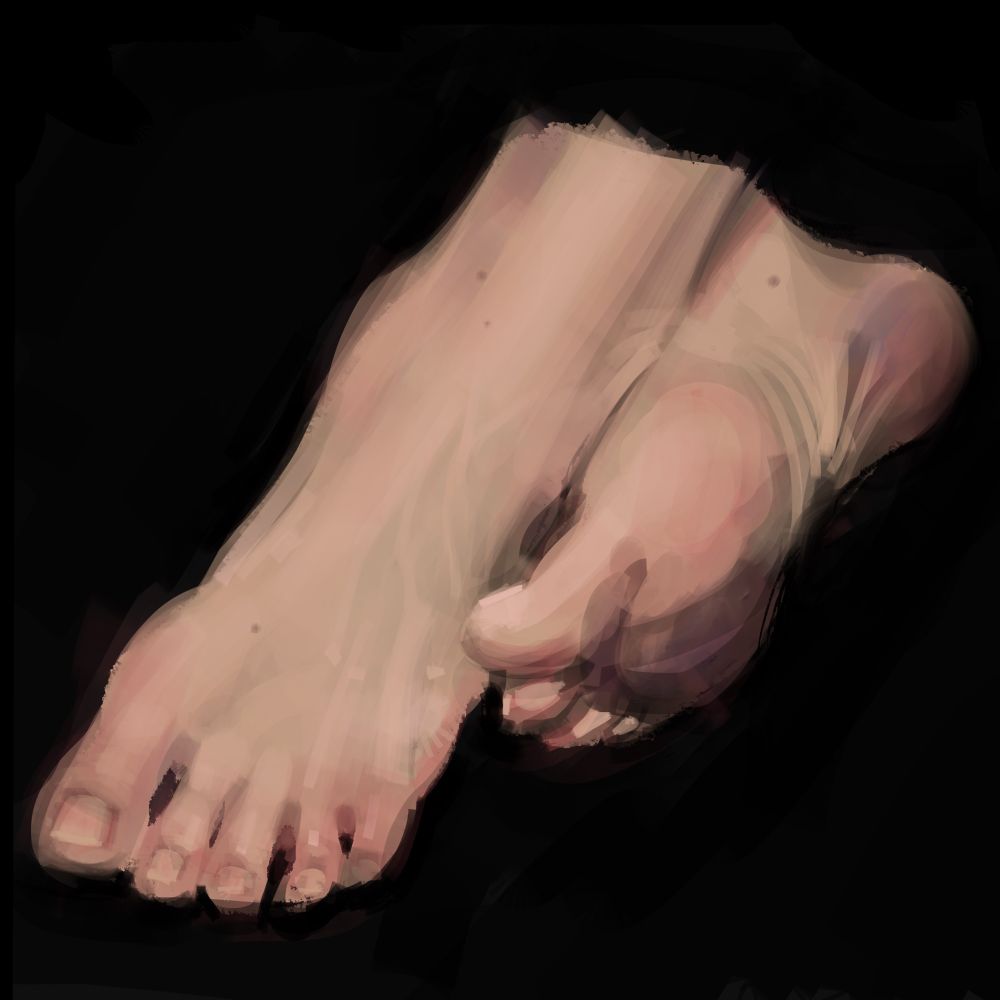 Digital illustration of two crossed feet.
