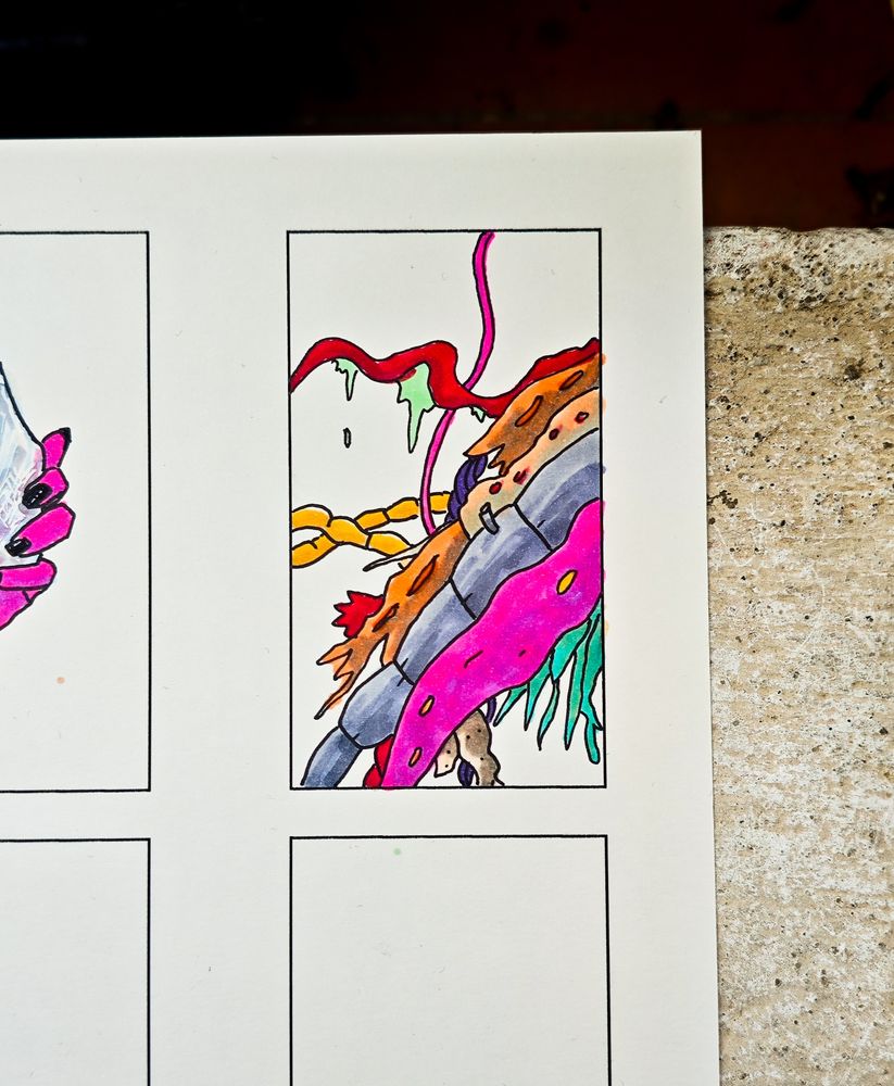 A drawing of intestine-like various things