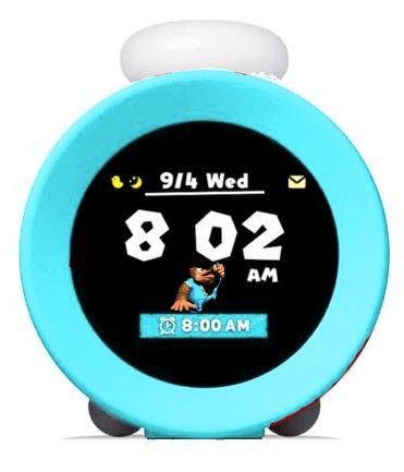 A blue Nintendo Alarmo with Kiddy Kong on it