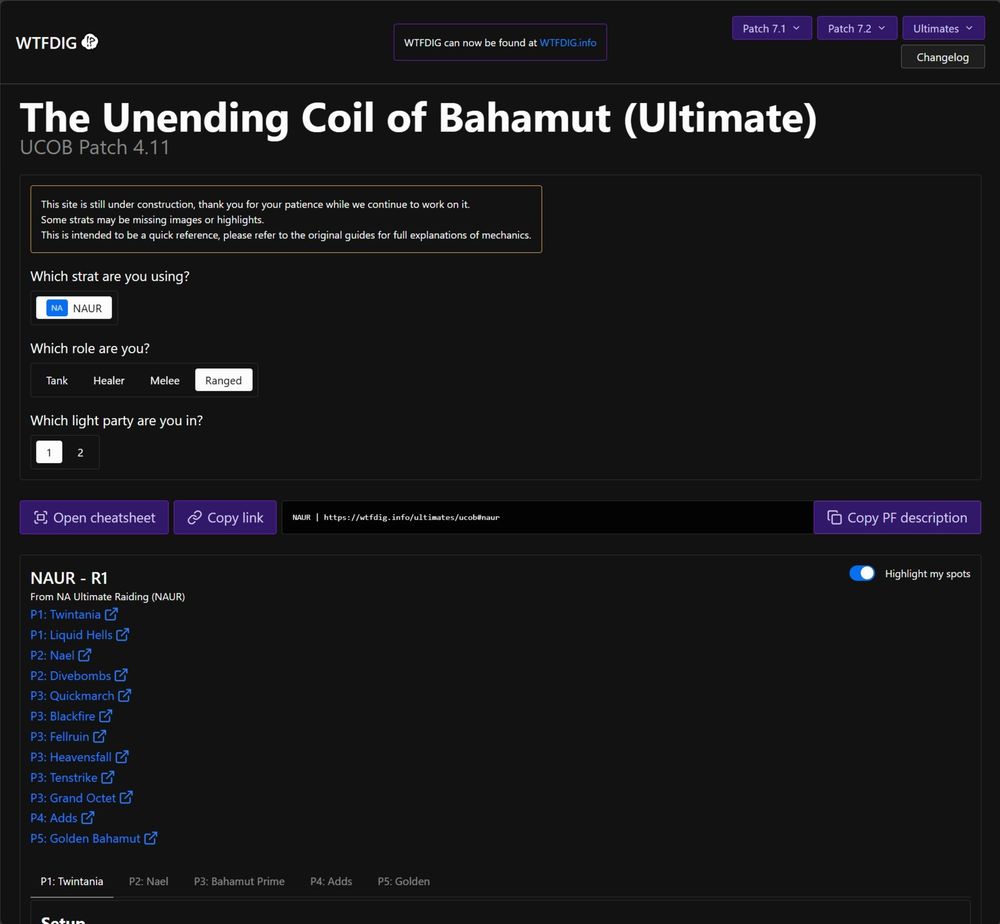 screenshot of WTFDIG's UCOB page
