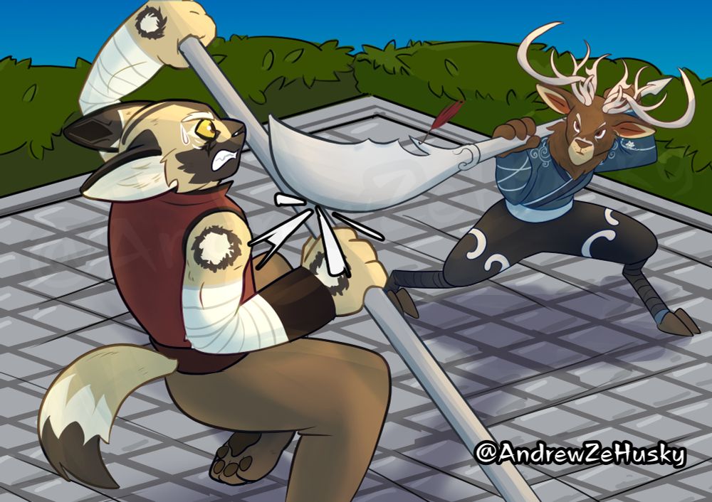 Fight scene between Caazu's OC (Who I think is an African Wild Dog) and a deer. 