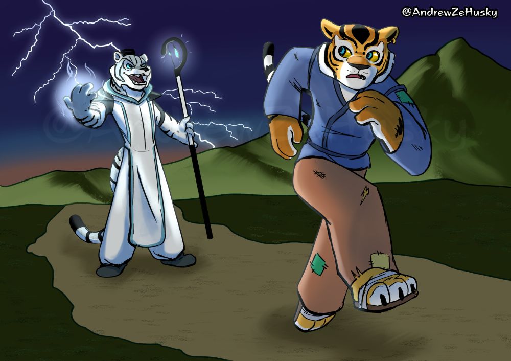 Two tigress Kung Fu Panda OCs. Calypso is an evil white tiger with some magical powers, and Lola is a fugitive framed for a crime she didn't do. 