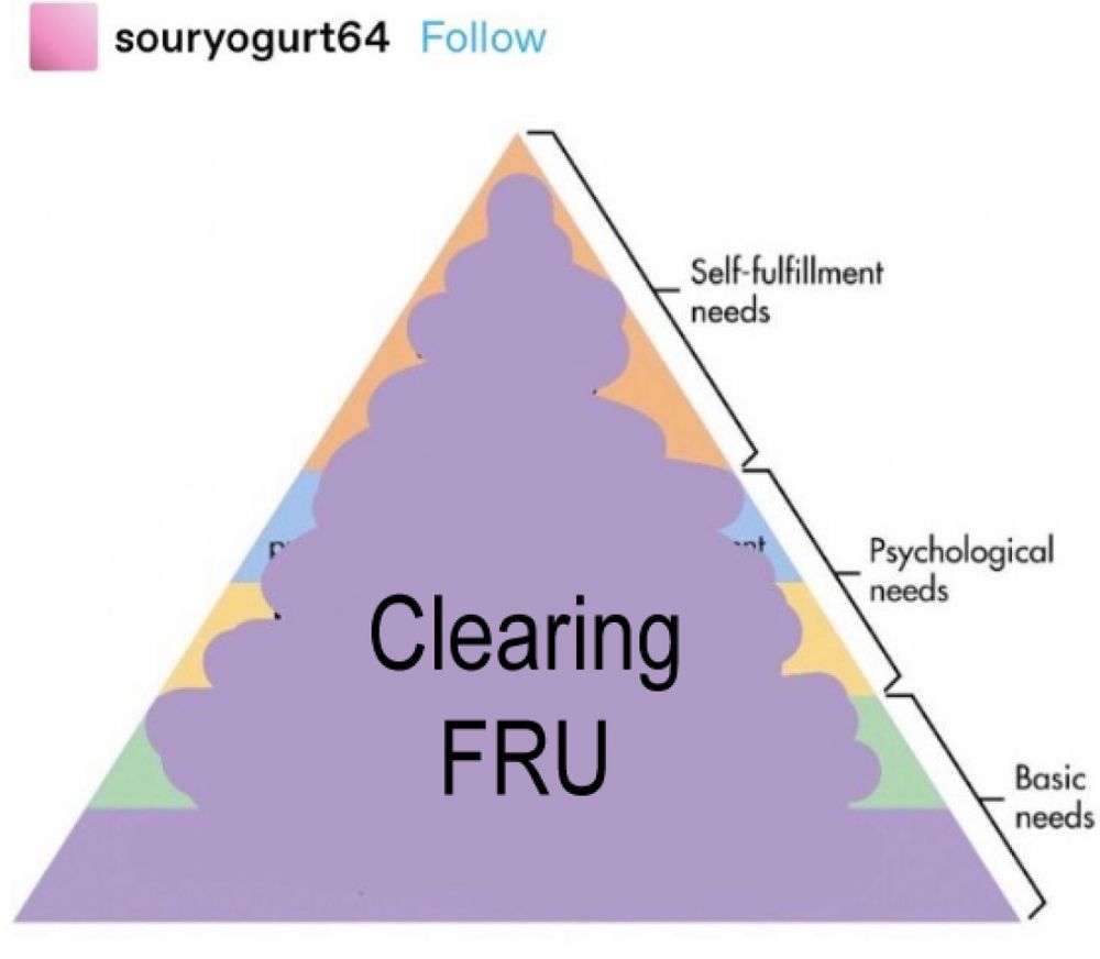 Pyramid of needs replaced with clearing fru on it.
