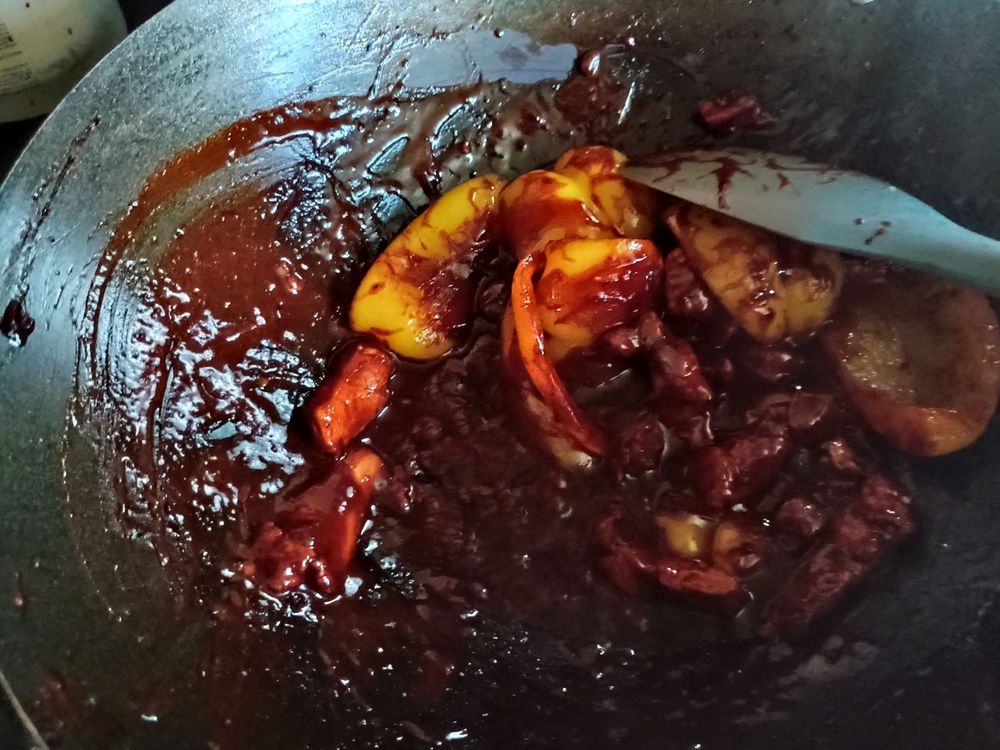Cook down till sticky but not burnt.