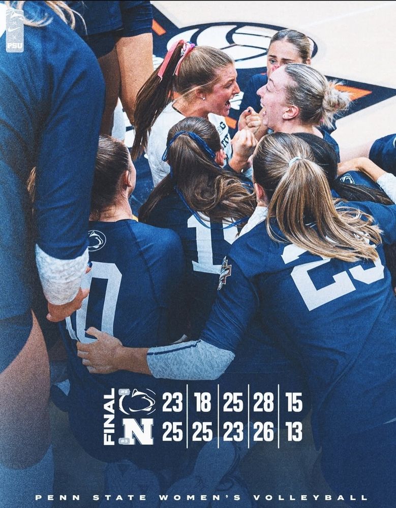Recap image of Penn State women's volleyball beating Nebraska in the 2024 national semifinal